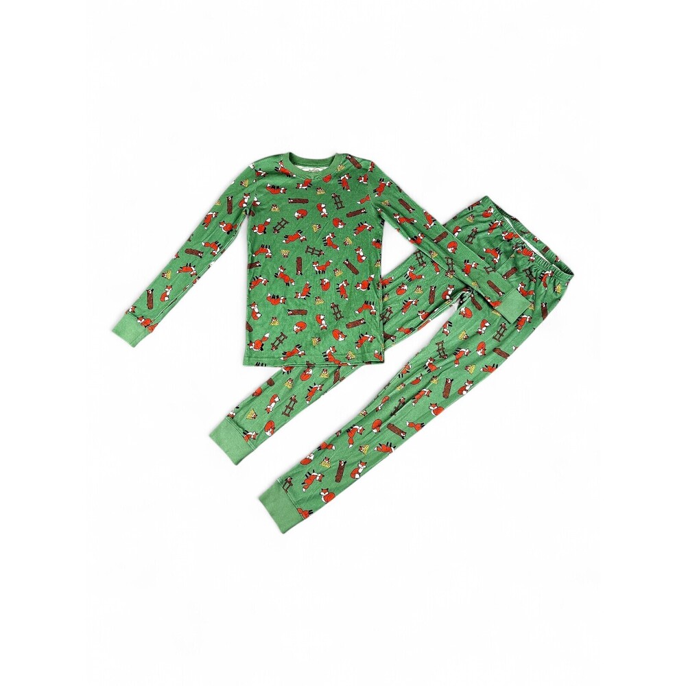 L.L. Bean Boys 16 Fox Print Pajama Set - Green‎